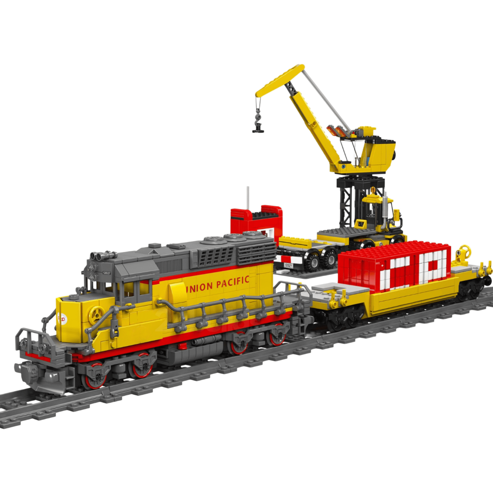 EMD SD40 Freight Train With Crane | 1170pcs - My Store