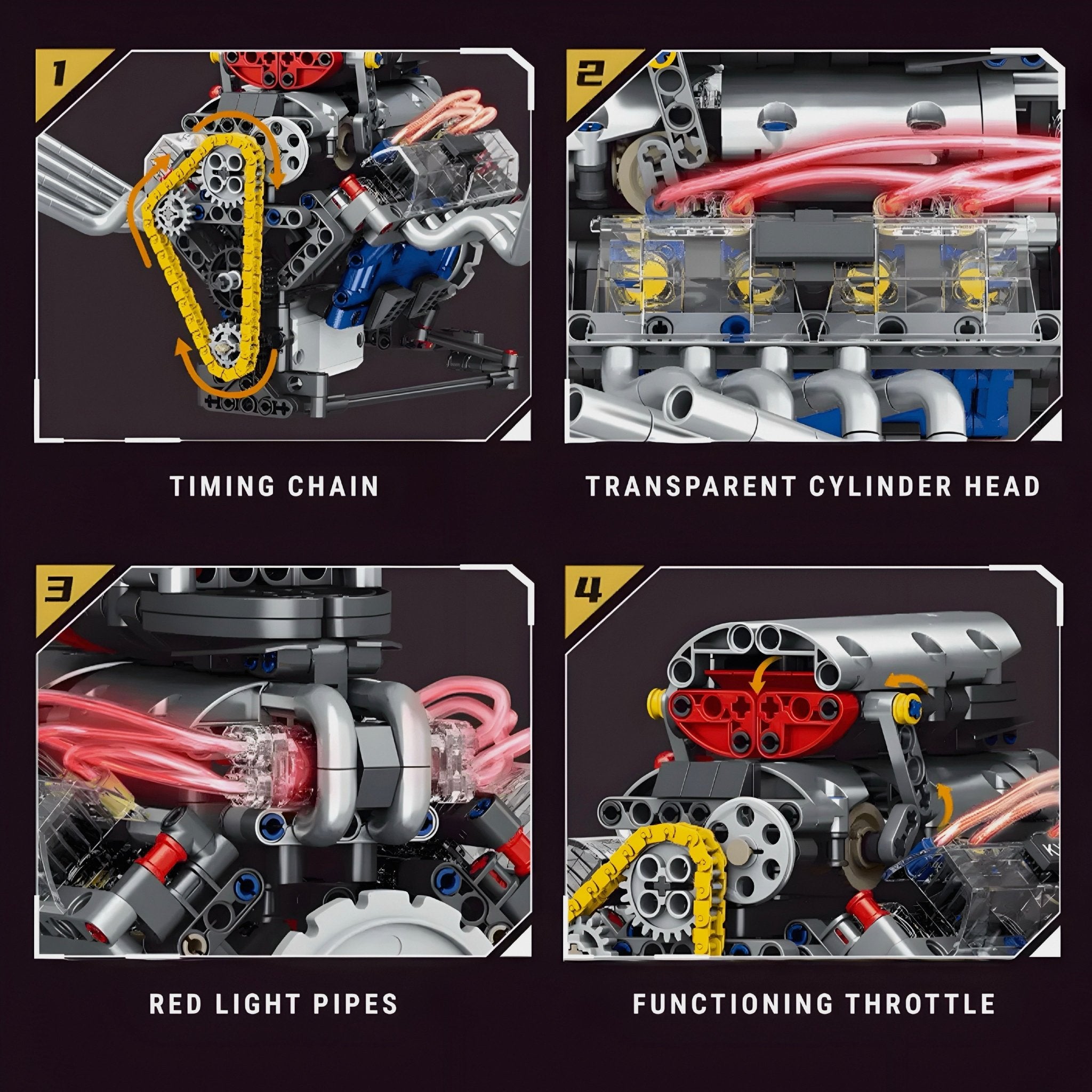 Motorised Hot Rod V8 Engine | 662pcs - My Store
