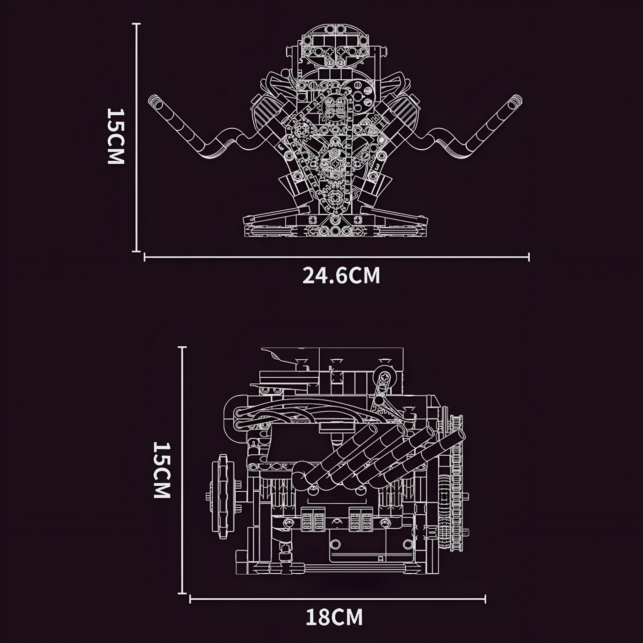 Motorised Hot Rod V8 Engine | 662pcs - My Store