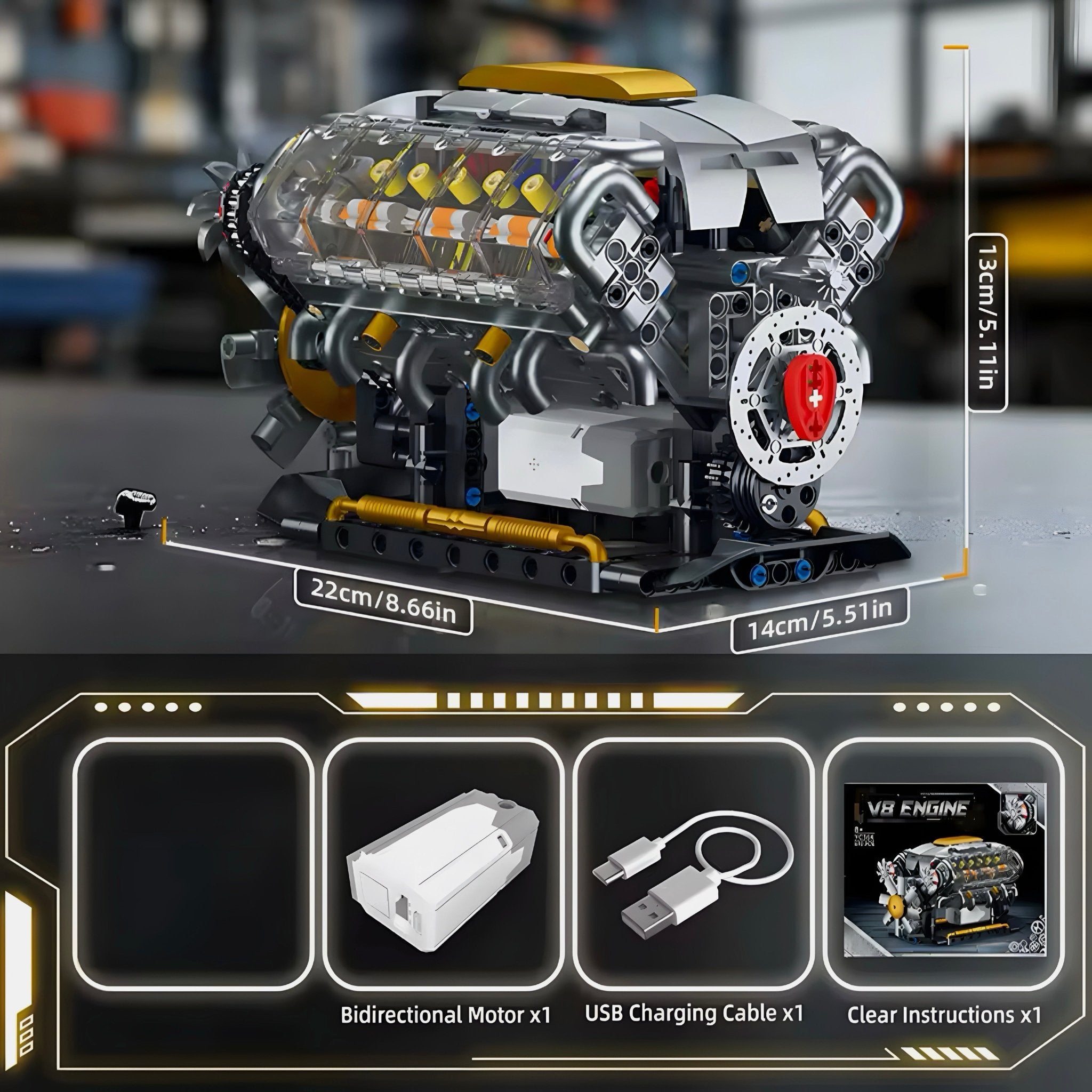 Motorised V8 Engine | 692pcs - My Store