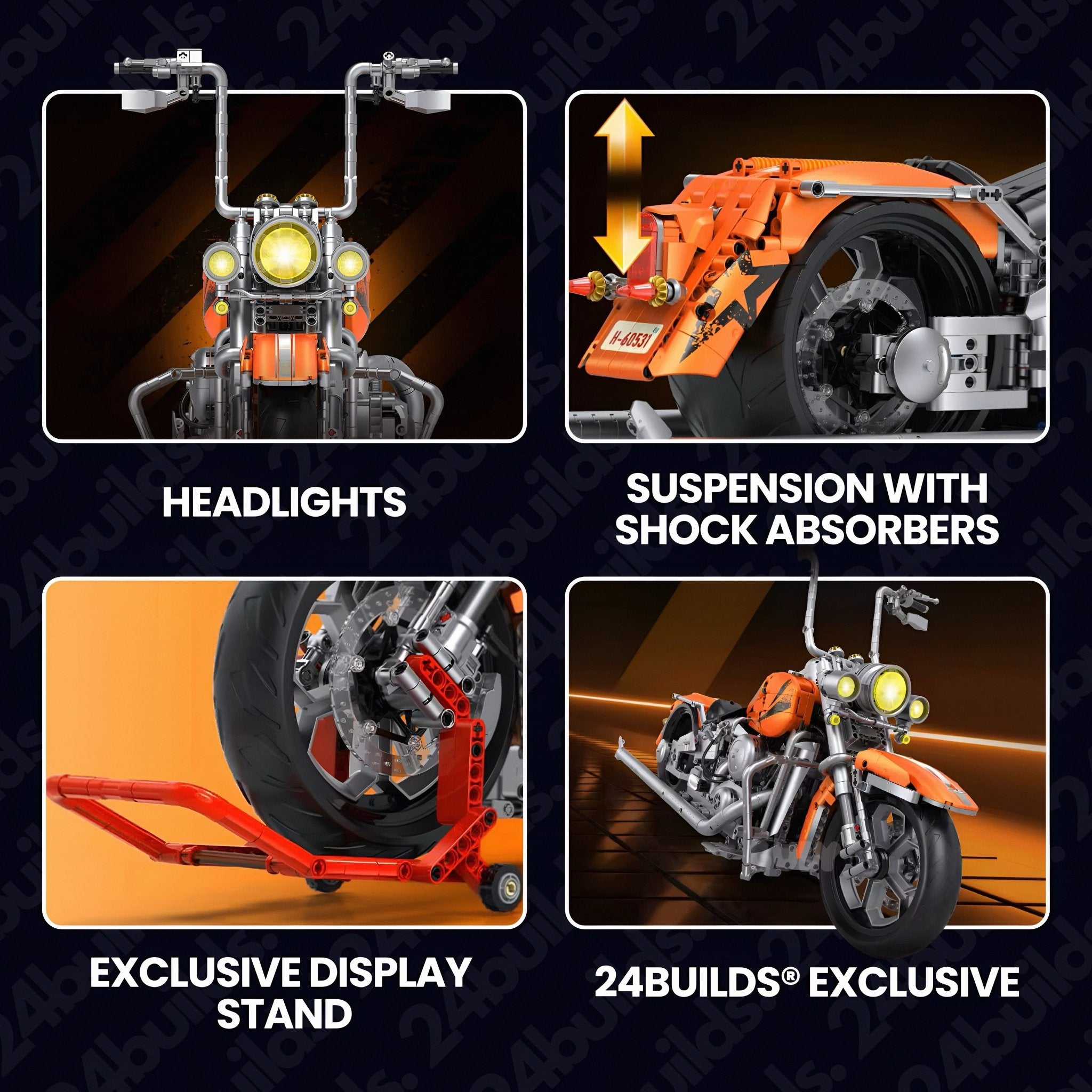 Orange Flame Heavy - Duty Motorbike | 2394pcs - My Store