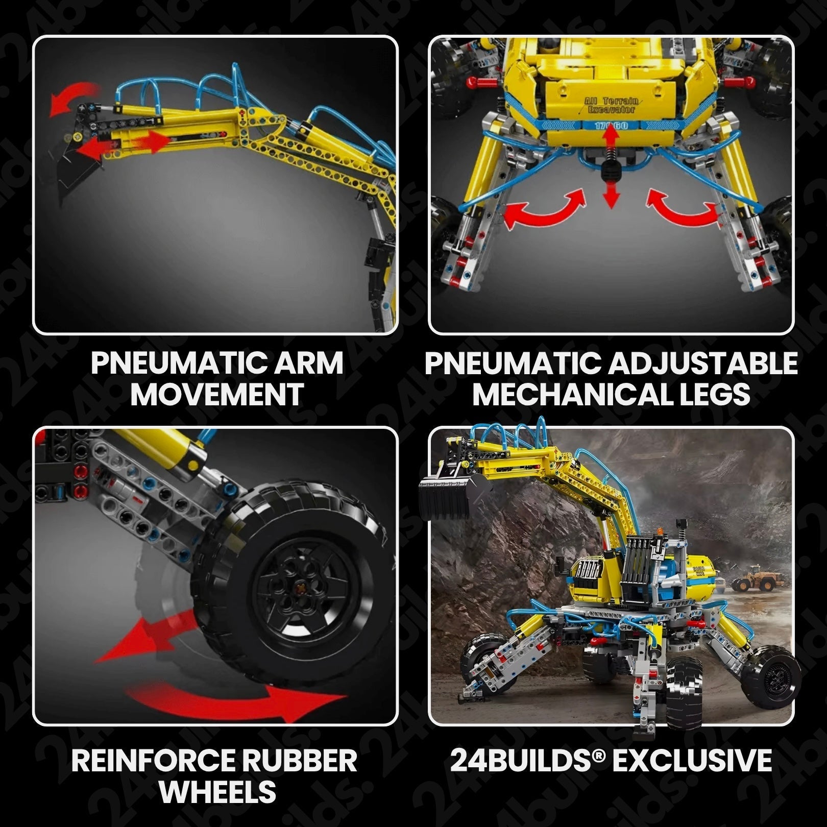 Pneumatic All - Terrain Excavator | 1392pcs - My Store
