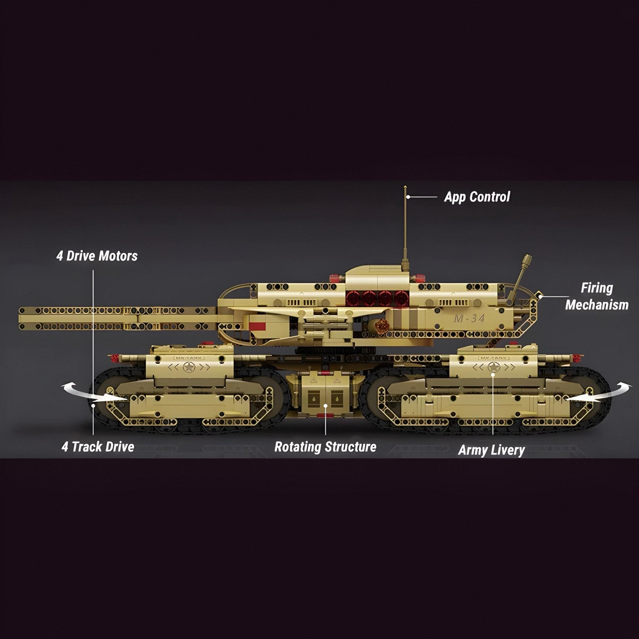 Remote Controlled Army 4 Track Tank | 3294pcs - My Store